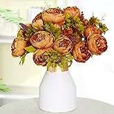 2 Bunches Artificial Silk Peony Vintage Flower Bouquet for Party Home Table Centerpieces Wedding Decoration (Coffee)