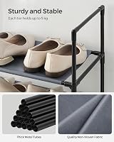 SONGMICS 10-Tier Shoe Rack Grey LSH010G01 173 cm Metal Frame Non-Woven Shelves view 4
