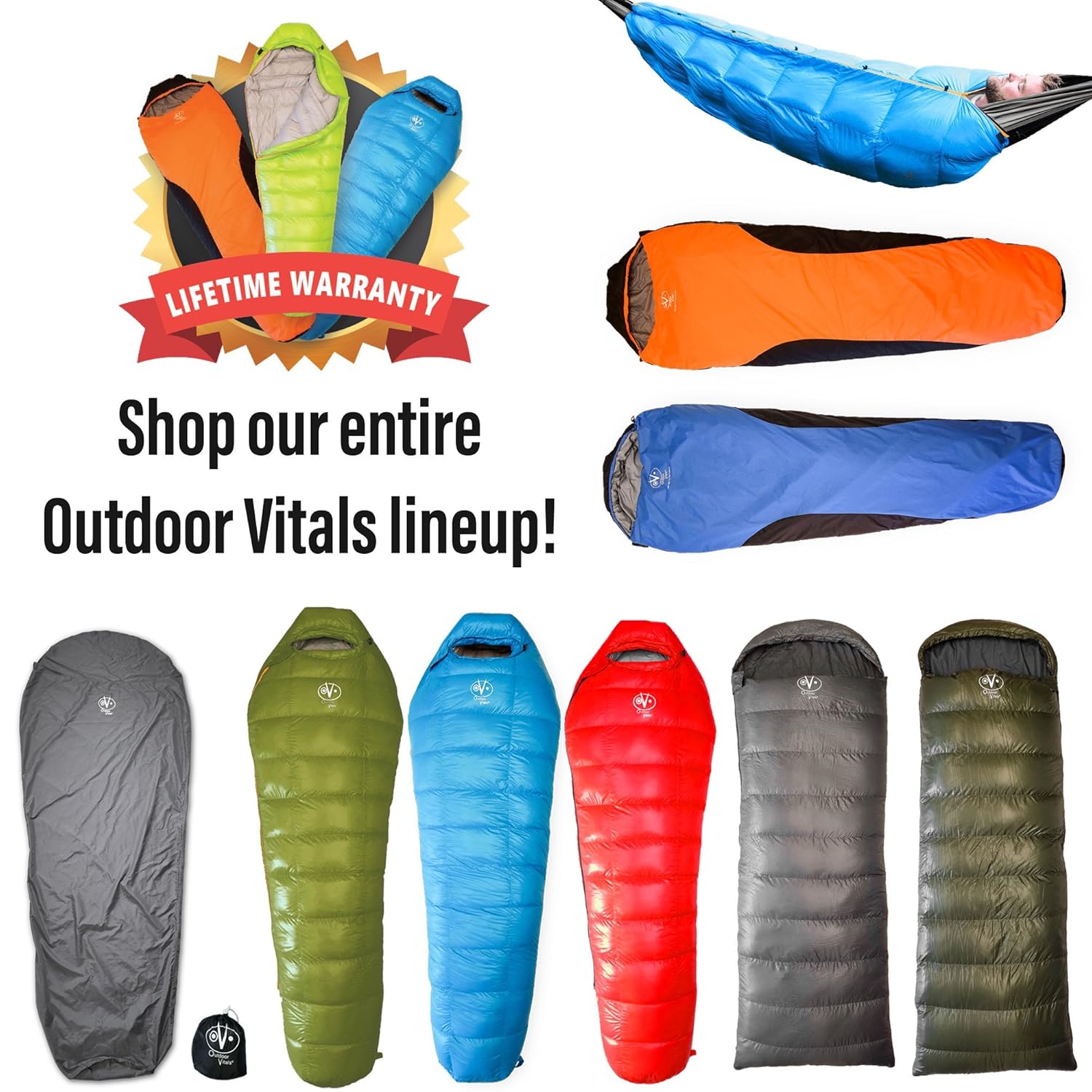 Outdoor Vitals Aerie 30°F Down Underquilt / Sleeping Bag, Use As