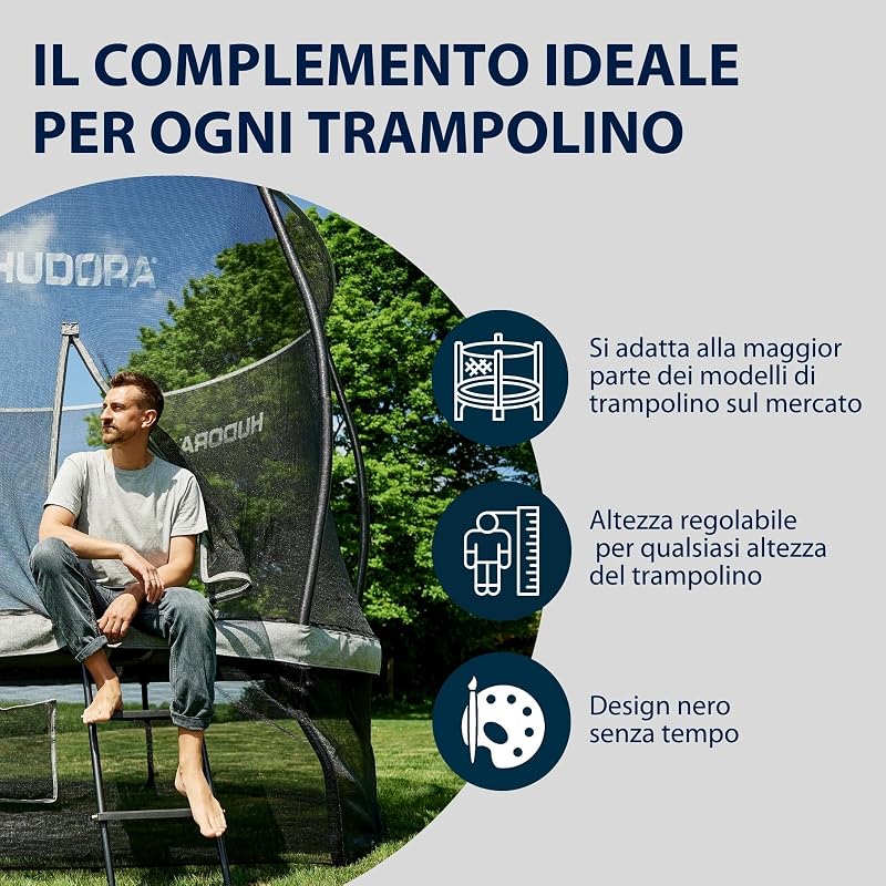 Scaletta Universale - scaletta per Trampolino Antiscivolo con scalini Larghi - scaletta di Sicurezza Regolabile per Il Trampolino - Scala di Alta qualità e Resistente ai Raggi UV — foto 5 di 6