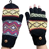 Ella Sussman Hand Knit Alpaca Convertible Mitten Fingerless Glove Flip Cover Fair Isle Pattern Fleece Lined