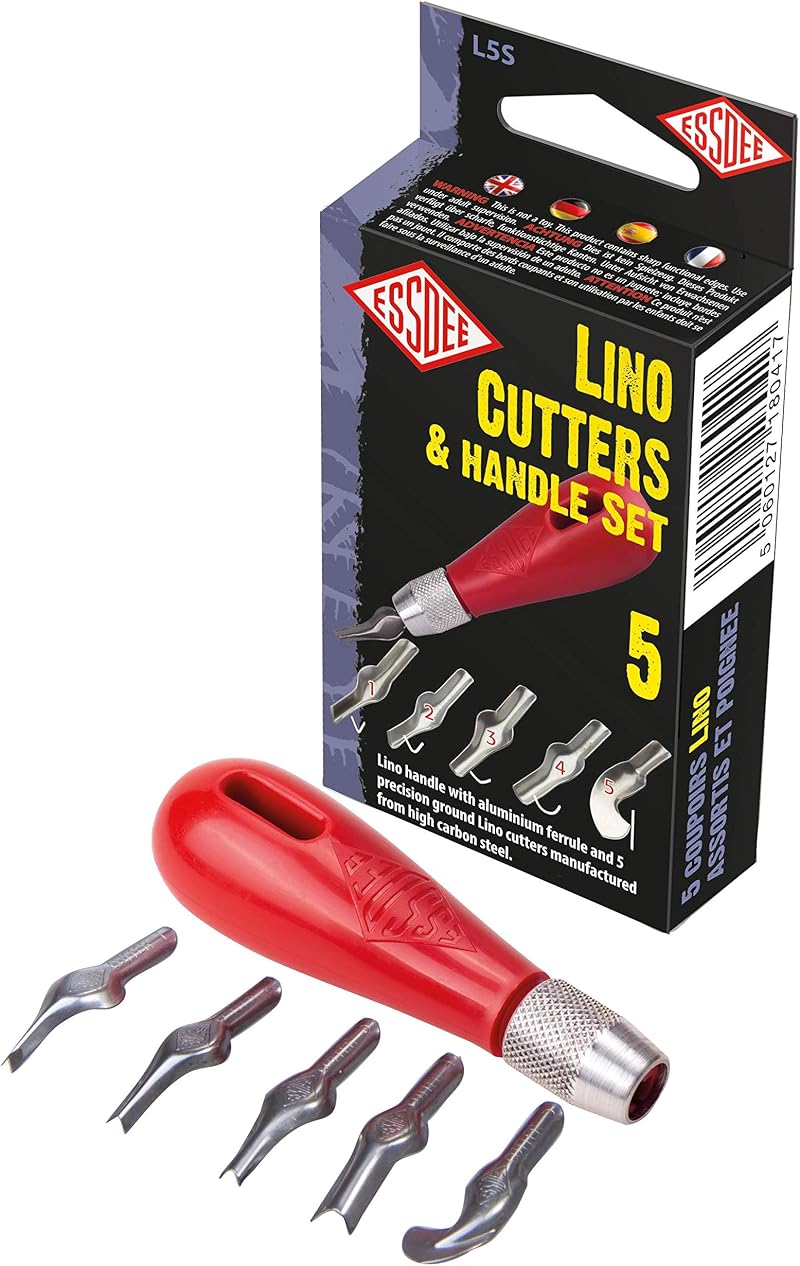 ESSDEE Lino Cutters Set with Handle - Styles 1 to 5, UK Made