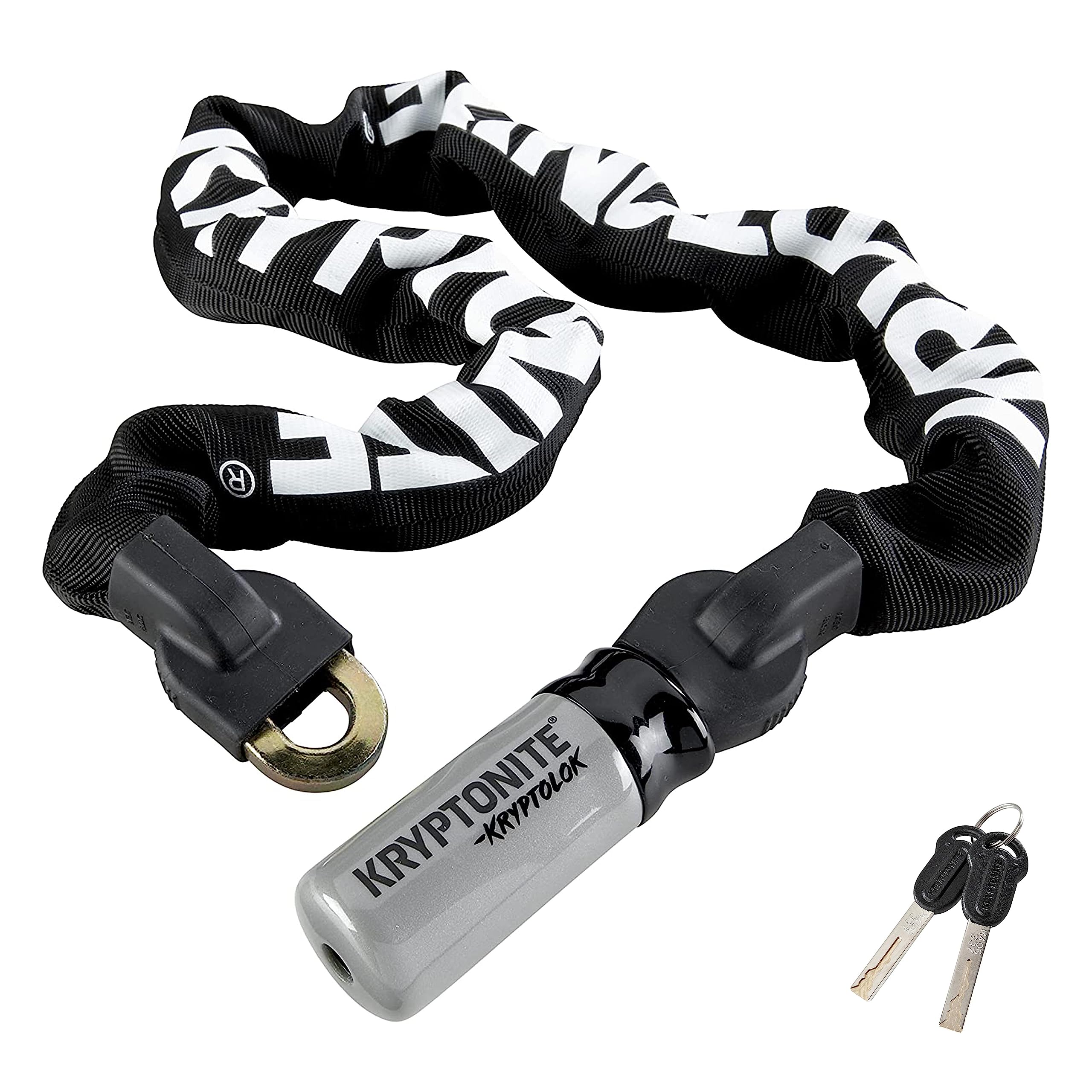 Kryptonite Kryptolok 9.5mm Bike Chain Lock, 1.8FT/3FT Long Heavy Duty Anti-Theft Sold Secure Gold Bicycle Chain Lock with Keys for Bike, Motorcycle, Scooter, Bicycle, Door, Gate, Fence