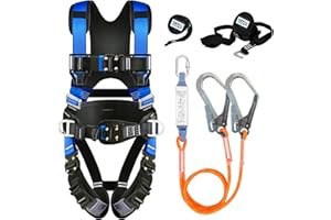 DIJJIG Safety Harness Fall Protection Kit with Shock Absorbing Lanyard & Suspension Trauma Safety Straps Upgrade Quick Buckles, Roofing Harness Construction Harness Para Construccion Ansi/Assp Compliant