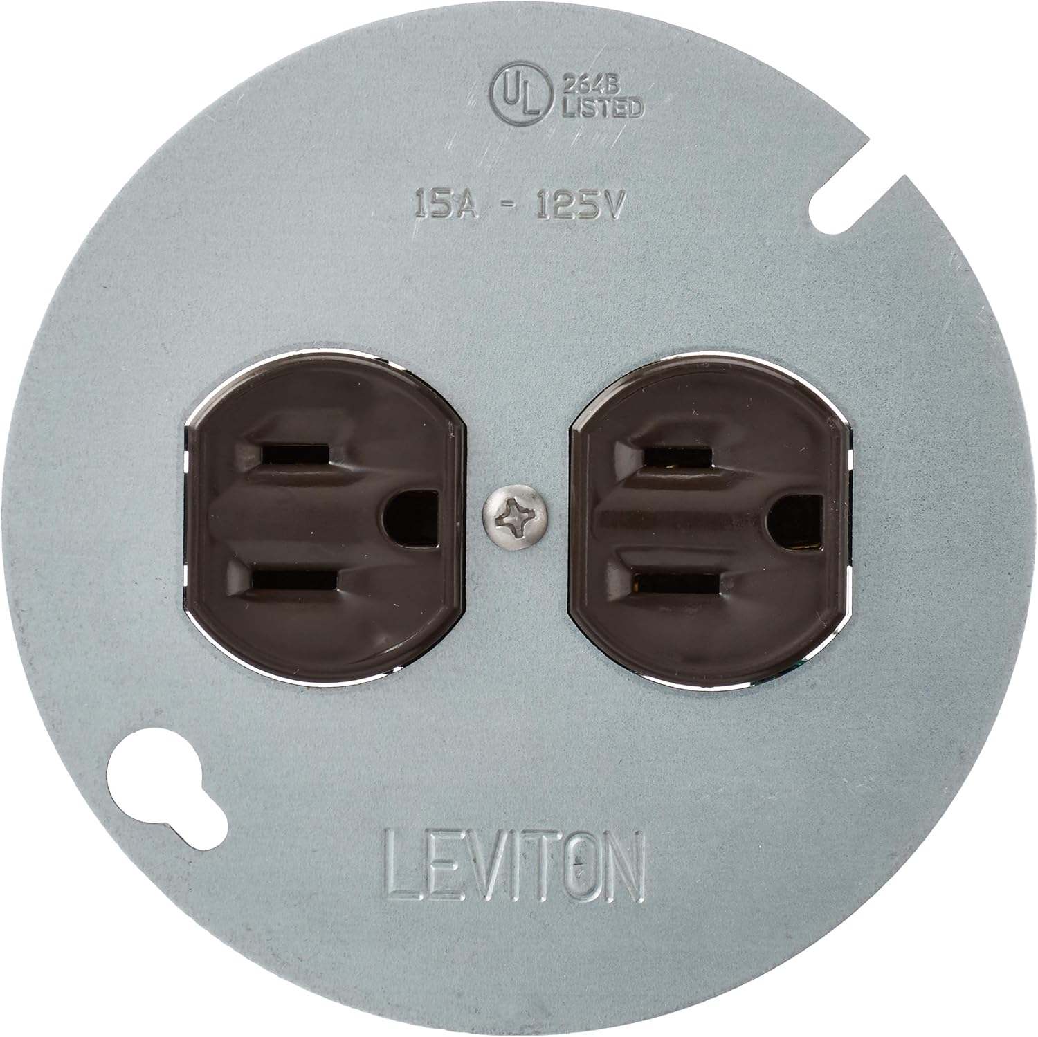 Leviton 1228 15 Amp 125 Volt, Duplex Receptacle, with 4" Metal Cover, Residential Grade, Grounding, Brown - Electric Plugs - 
