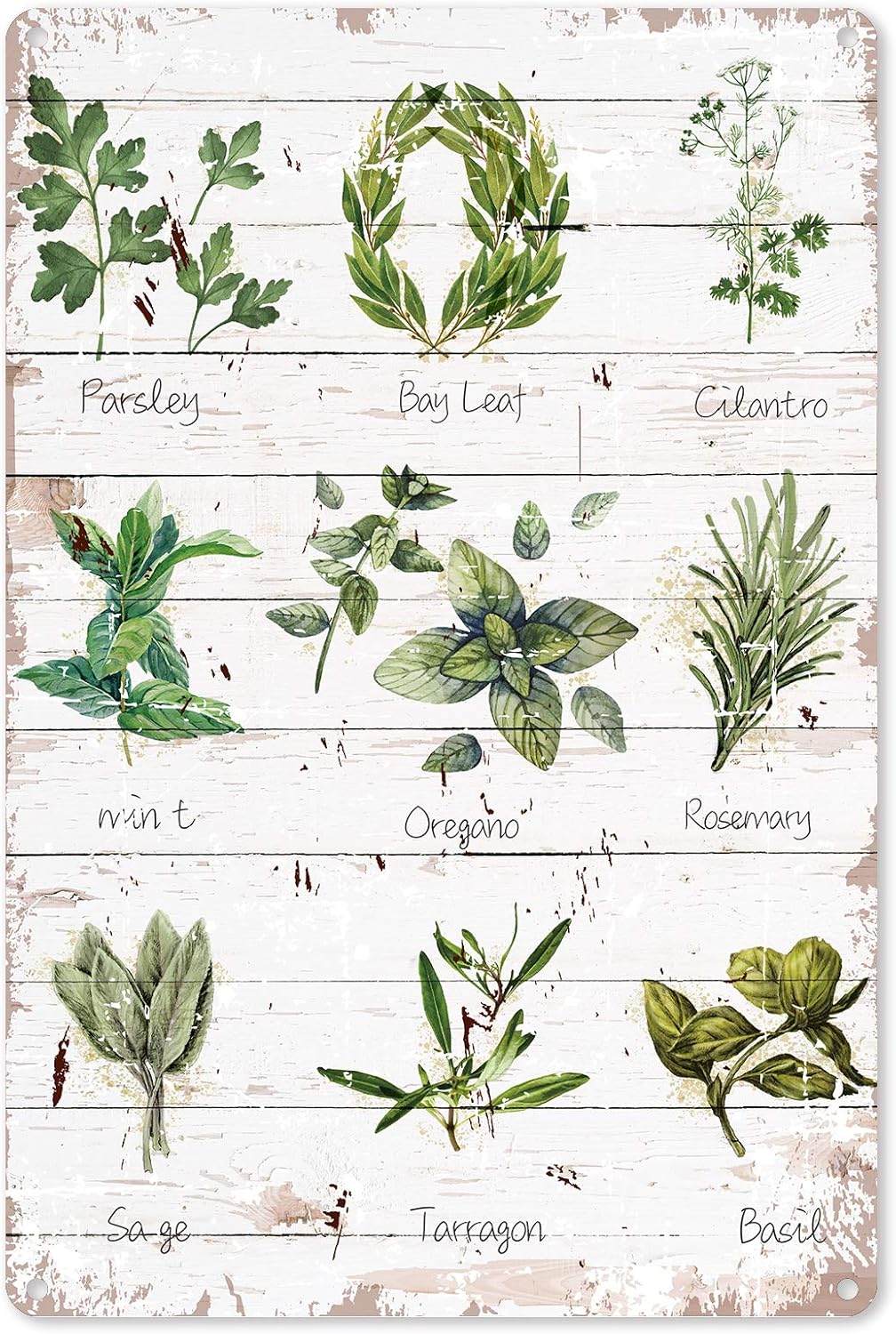 Funny Kitchen Herbs Art Metal Tin Sign Wall Decor - Vintage Botanical Herbs Art Metal Tin Sign for Home Wall Decor Gifts - Retro Farmhouse Signs Outdoor Decor Gift for Women Men Friends - 8x12 Inch