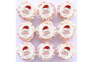 KEAZIU 40 Pack Edible Merry Christmas Cupcake Toppers Edible Glutinous Rice Paper Christmas Santa Baby Birthday Cupcake Picks Women Men Birthday Party Anniversary Party Decorations Supplies (christmas)