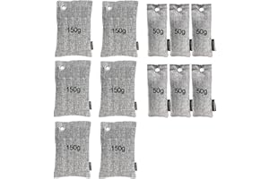 12 Packs Fonday Bamboo Charcoal Deodorizer Bags(50g*6 + 150g*6), Odor Eliminator & Absorber Air Purifying for Gym Bag Shoe Car Pet Closet