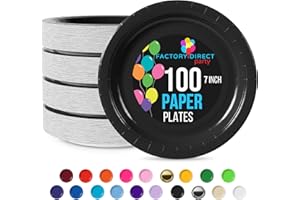 Black Paper Plates 7 Inch 100 Count - Black 7 Inch Paper Plates - Bulk Paper Plates Black Disposable Plates - Great for Any E