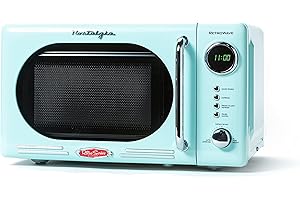 Nostalgia Retro Compact Countertop Microwave Oven, 0.7 Cu. Ft. 700-Watts with LED Digital Display, C...