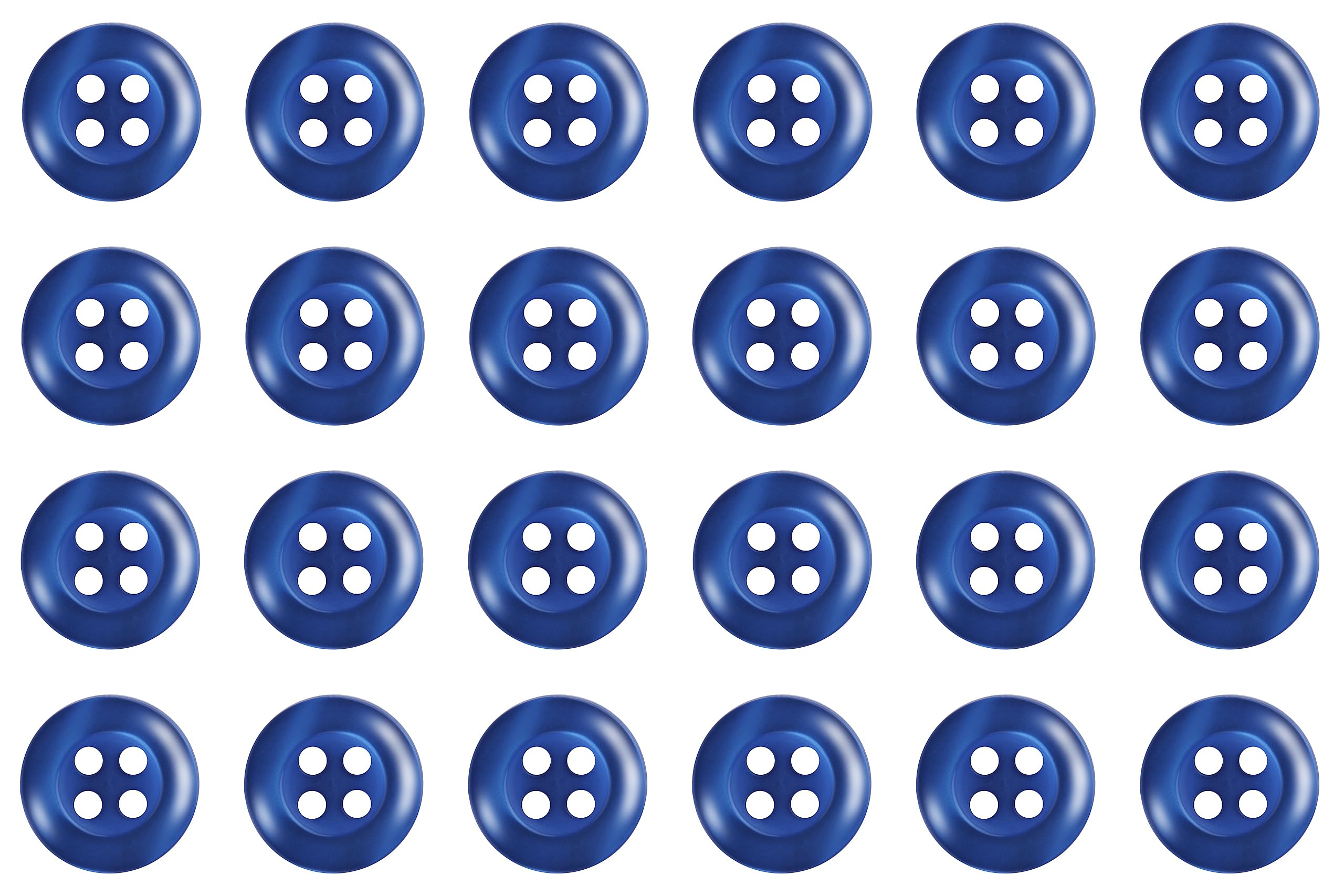 Pack of 24 Royal Blue 11mm Round Sew On Plastic Buttons for Shirts Blouses Pearlescent Flat 4 Holes 18L