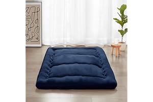 PPOLCA Japanese Floor Mattress, Twin Futon Mattress, Foldable Tatami Mattress Camping Mat for Adults, Kids, Guest Room, Navy Blue