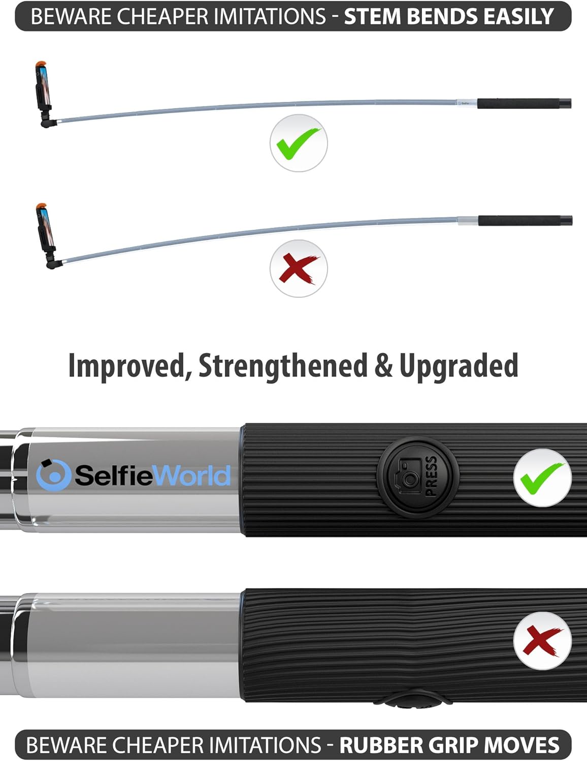 Premium 5-in-1 Bluetooth Selfie Stick for iPhone 11 10 XR XS X 8 7 6 5, Samsung Galaxy S10 S9 S8 S7 S6 S5 (Android 4.3+) - No Apps, No Downloads, No Batteries Required