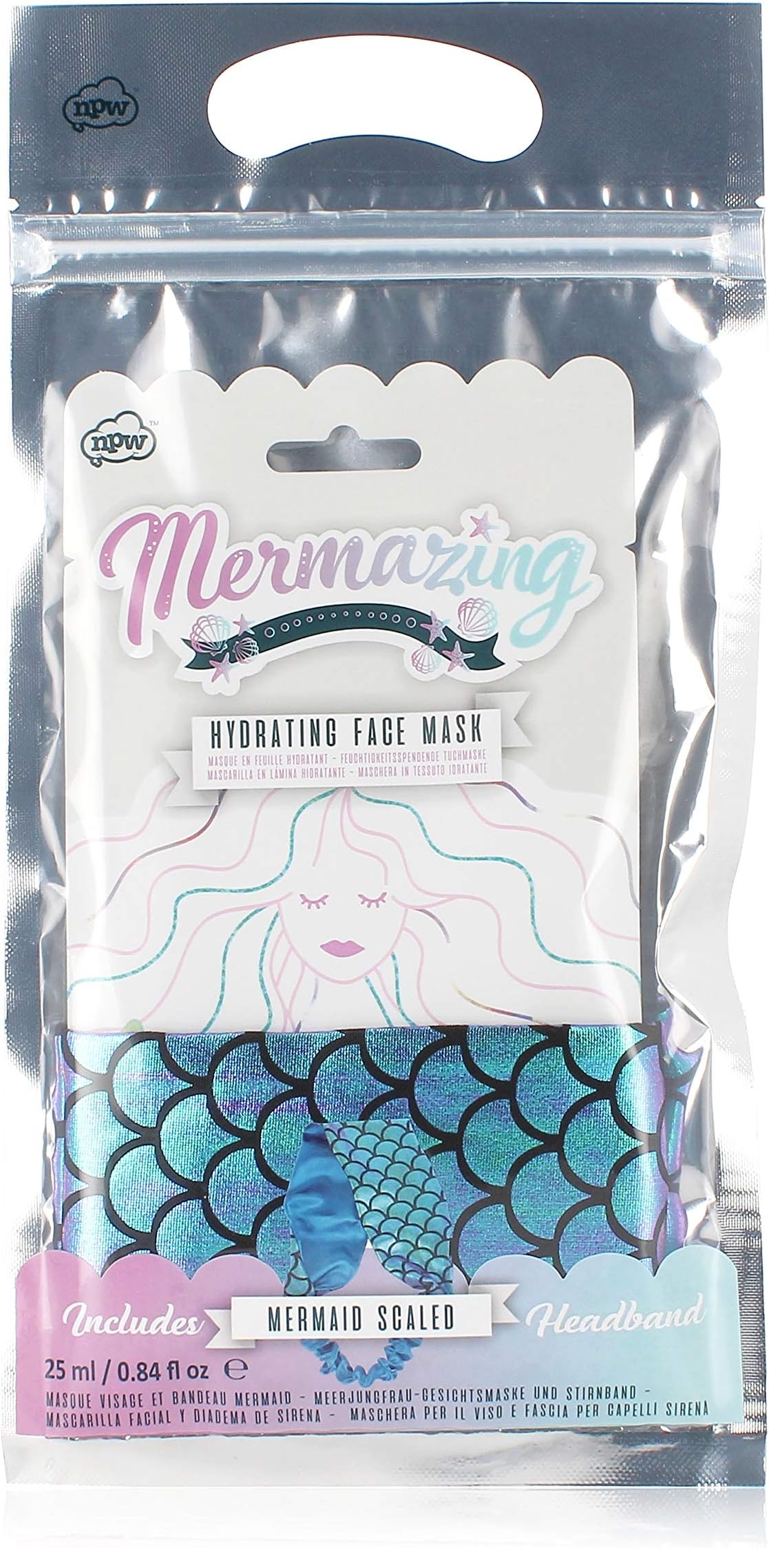 NPW Mermaid Face Sheet Mask And Headband Set, Sparkling And Hydrating
