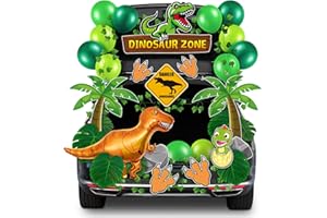 BAYSING Halloween Trunk or Treat Car Decoration Kit, Halloween Dinosaur Jungle Theme with Paws Leaves Vine and Balloons for Car Archway Entryway Garage Decor, Hlloween Decorations Indoor Outdor