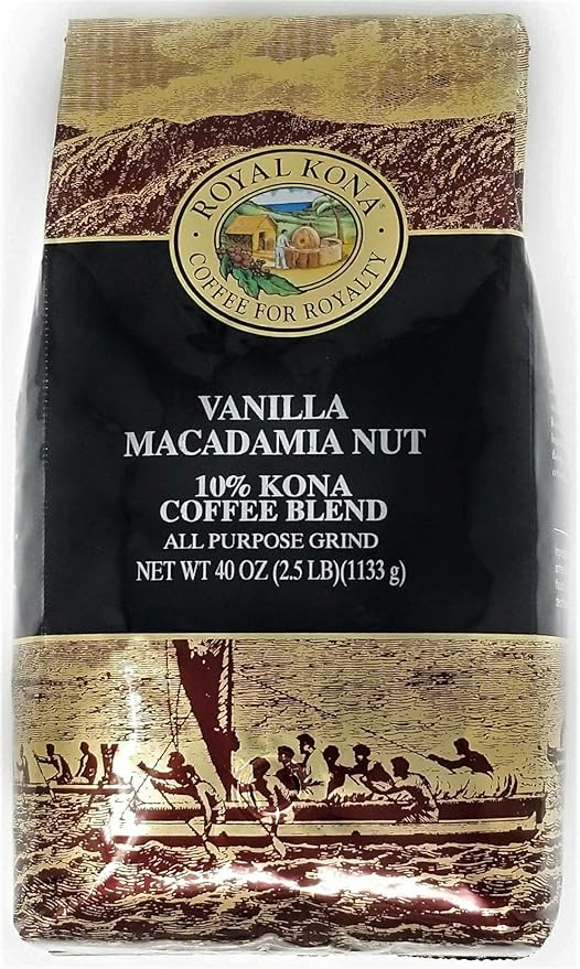 Royal Kona Vanilla Macadamia Nut (10 Kona Coffee) 40 oz Ground Amazon