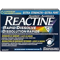 Reactine Rapid Dissolve Extra Strength Tablets - For Itchy Eyes, Hives, Runny Nose - 24 Hour Allergy Relief - 24 Count