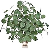 Bessol Artificial Eucalyptus Stems 24'' 5Pcs Fake Plants Greenery for Vase, Faux Eucalyptus Stems for Home Decor, Bathroom, Office, Coffee Table & Farmhouse Centerpiece Decorations