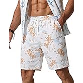 COOFANDY Men's Hawaiian Beach Shorts Elastic Waist Drawstring Lightweight Summer Casual Shorts with Pocket
