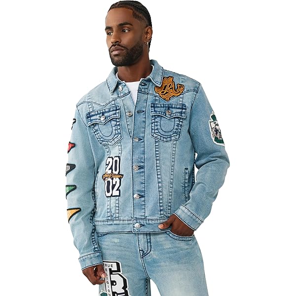 True Religion Men's Super T Denim Multi Pocket Jacket – Red Super