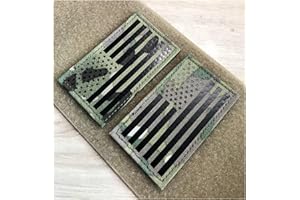 JUJUPUPS 2x3.5" Infrared IR US USA American Flag Patch Tactical Vest Patch Hook-Fastener Backing(1 Left + 1 Right） (Multicam)