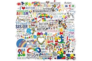50 Pcs Autism Stickers for Kids Teens Adults Autism Awareness Stickers for Water Bottle Laptop Phone Computer Guitar Skateboa