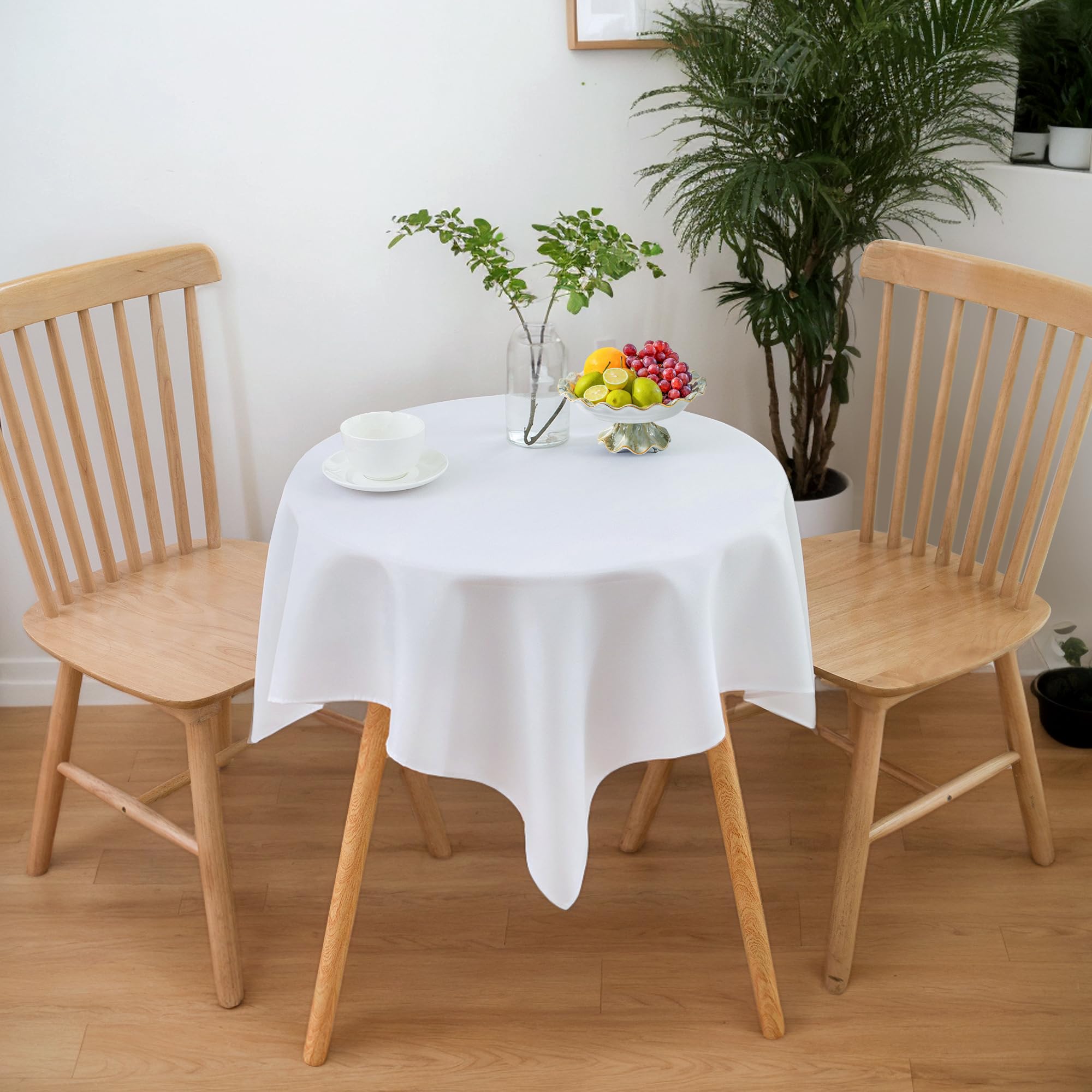 Photo 1 of sancua Small Square Tablecloths 36x36 Inch - White Table Cloth for Square or Round Tables, Washable Polyester Fabric Table Cover for Nightstand End Bedside Tables