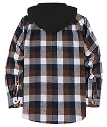 ZITY Men's Flannel Hoodie Shirts Casual Button Down