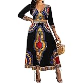 African Long Dresses for Women Elegant Church Dresses Print Maxi Dress High Waist Cocktail Bohemian Vintage Party Outfits