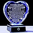 YWHL Gifts for Daughter with Colorful LED Base Best Daughter Birthday Gifts from Mom Dad Heart Crystal to My Daughter Gift on