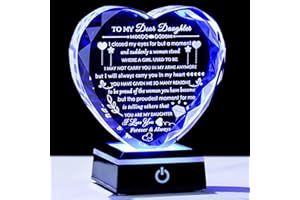 YWHL Gifts for Daughter with Colorful LED Base Best Daughter Birthday Gifts from Mom Dad Heart Crystal to My Daughter Gift on