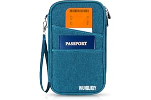 WUHBJJXY Premium Durable Light Weight Passport Holder Family, Rfid Blocking Passport Wallet, Travel Essentials Wallets, Waterproof Passport Holder for Traveling, Travel Document Organizer (Blue)