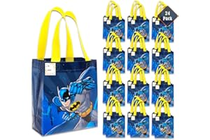 Batman Party Favor Set – 24 Pack of 8" Goodie Bags for Kids Bulk Reusable Mini Totes | Batman Birthday Supplies
