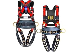 DIJJIG Fall Arrest Safety Harnesses Full Body Protection Roofing Harness Construction Harness 5 Point Adjustment Harness Back Padded,arneses de seguridad para construcción ANSI/ASSP Compliant