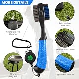 FINGER TEN Golf Club Cleaner Brush Navy with Magnetic Clip Dual Head view 3