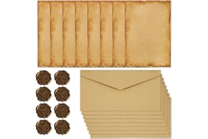 Vintage Stationery Set – 8 Kraft Paper Envelopes, 8 A5 Sheets, and 8 "For You" Wax Seal Stickers – Retro Design, Ideal for Wr