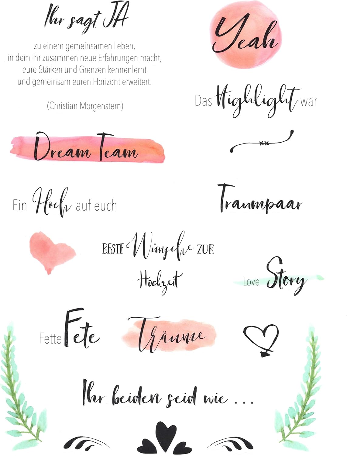 Gastebuch Hochzeit Sticker Inspirationsheft Mit Spruchen Und Zitaten Schones Handlettering Watercolor Design