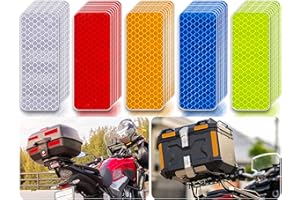 Haikole Reflective Tape 50PCS Reflective Tape Outdoor Waterproof,Safety Warning Reflective Stickers for Vehicle,Bicycles,Motorcycles,Helmet,Mailbox Bag,1.2x3.25Inch Stick on Reflectors (50, 5color)