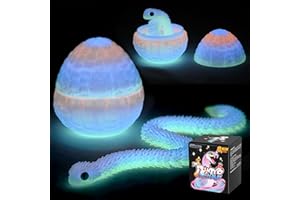 Cybermaker 3D Printed Snake Toy with Snake Egg, Flexible Articulated Hinged 3D Printed Animal, Fidget Snake for Stress Relief, Desk Pet Home Office Decor, for Kids Adults Collectors