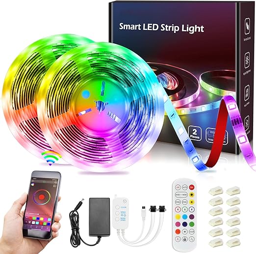 tiras led isuda impermeable 10m luces led inteligentes musica rgb 5050 tira led de interior y exterior habitacion con 20 colores y 21 modos de