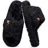 Women's House Slippers Adjustable Indoor Memory Foam Shoes Open Toe Slip On Bedroom Fuzzy Slide