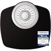 Adamson A25 Scales for Body Weight - Up to 400 LB - New - 5.3" Dial on 12.4" x 10.2" Platform - Anti-Skid Rubber Surface - High Precision Bathroom Scale Analog - Durable with 20-Year Assurance - Black