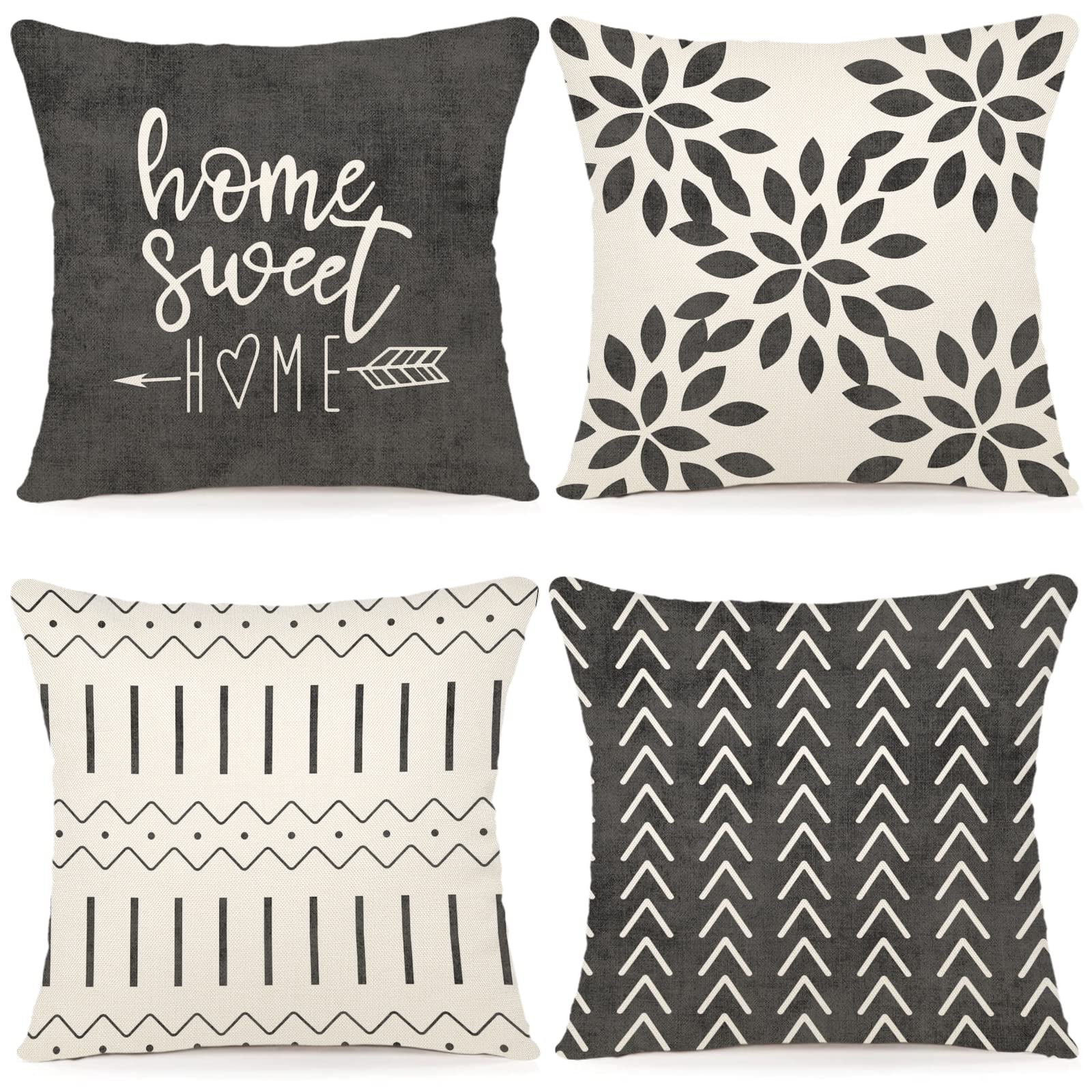 YCOLL Cushion Covers 50x50 Set of 4 Linen Pillow Covers Rustic gray Sofa Cover Modern Sofa Pillows Covers Decorative Outdoor for Sofa Garden Bed Couch Cushions 50cm x 50cm — image 1