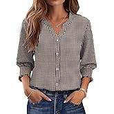 LOMON Button Down Shirts for Women 3/4 Length Sleeve Business Casual Blouses 2026 Summer Tops