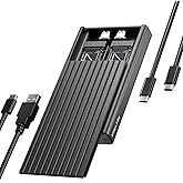 Dual M.2 NVMe SSD Enclosure, ICY BOX 20Gbps NVMe Enclosure, USB C to M2 Adapter for M Key PCIe 2230/2242/2260/2280 M.2 SSDs, Dual Bay Tool-Free Installation Aluminum SSDs Reader