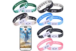 LPPROTECTOR 6 Pack Daily Bible Verse Bracelets with NFC, Prayer Hope Wearable Bible Bracelets, Christian Inspirational Religious Gifts for Teens, Men & Women