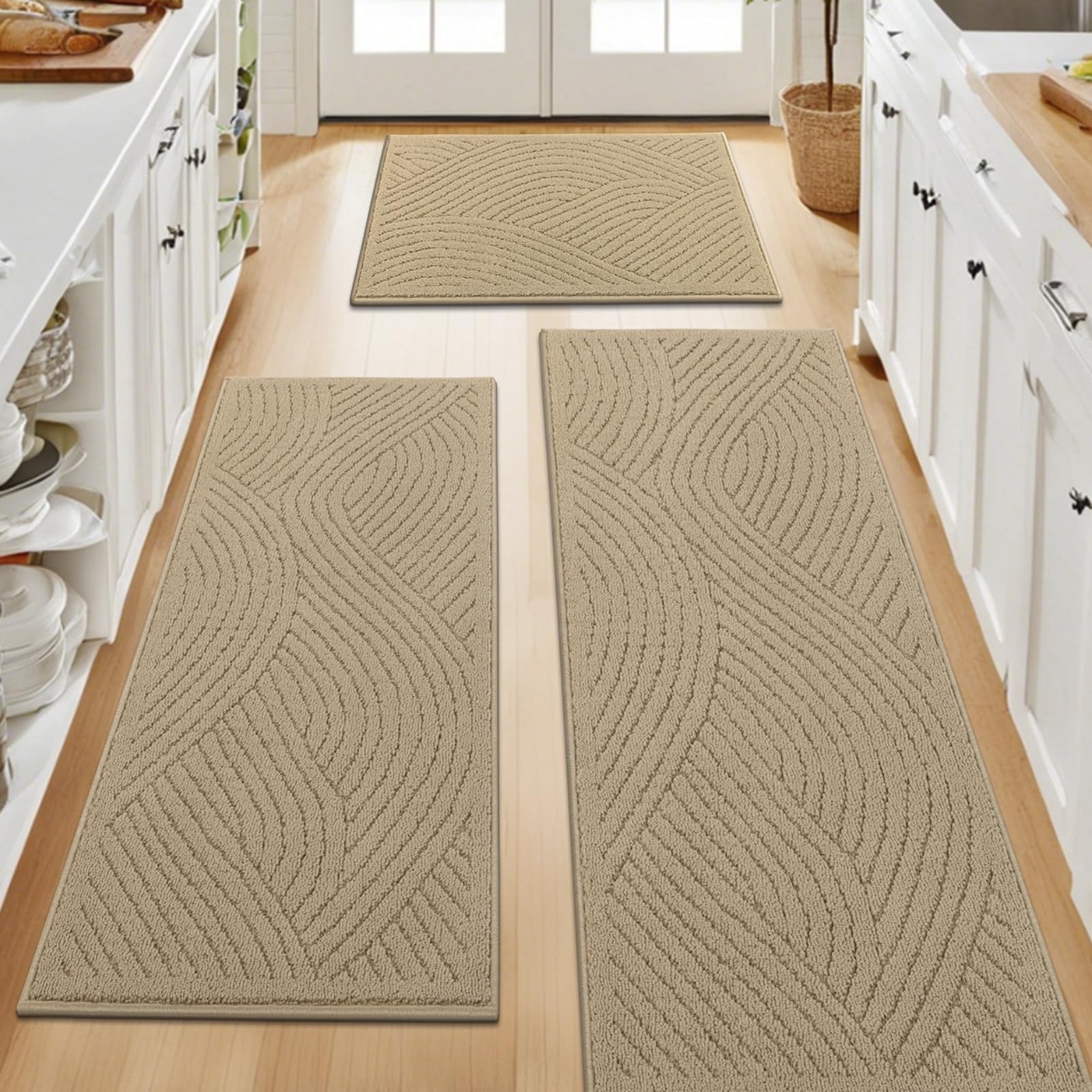 Kitchen Rugs - Kitchen Rugs Sets Of 3, Nappa Leather Kitchen Rug Honeycomb Beige Kitchen Rug Kitchen Entryway Bathroom Room 17 3 X30 17 3 X47 17 3 X59 - View #11