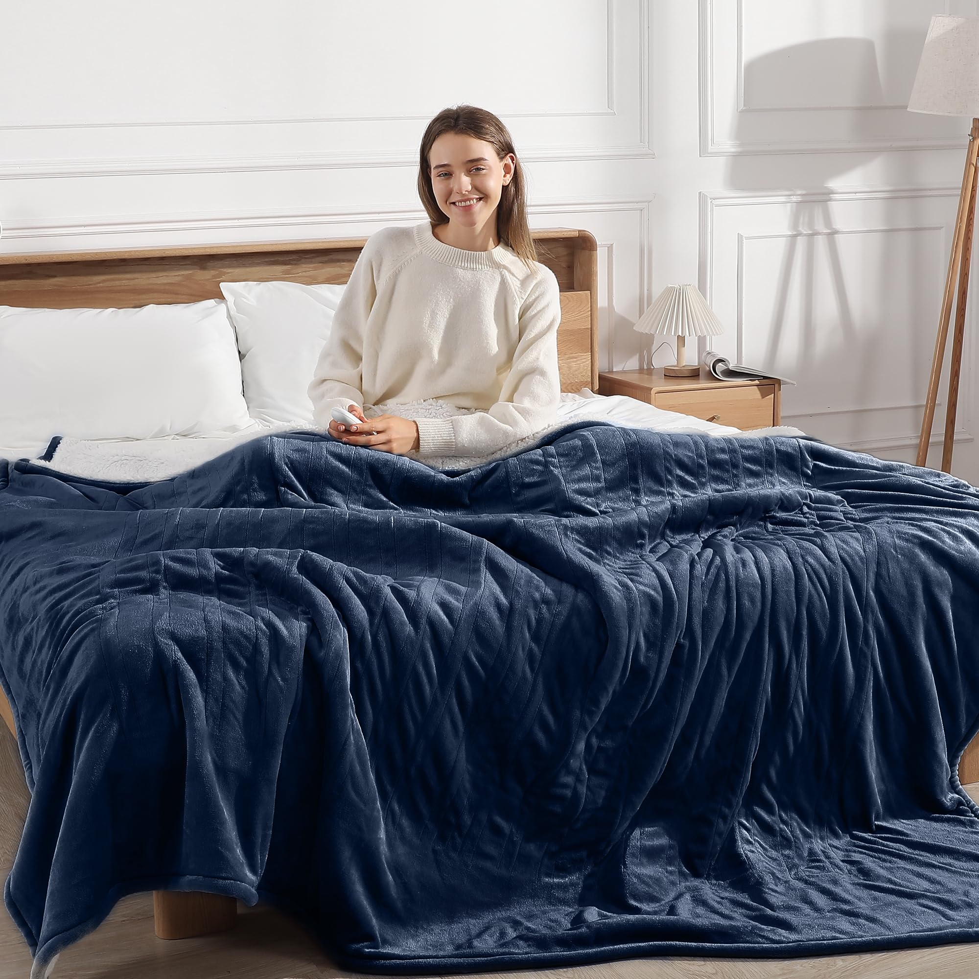 Photo 1 of Molatink Electric Blanket Queen Size Heated Blanket 90''X84'' - Fleece Heating Blankets Washable with 5 Heating Level & 10 Hour Auto Off Dual Zone Control Heated Blankets for Winter, Great Gift Ideas