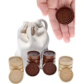 WE Games Wooden Checkers Pieces Only (1.5 inch), Checker Board Game &amp; Backgammon Pieces, 24 Brown and Natural Stained Stackable Ridges with a Drawstring Storage Bag, Replacement Game Piece
