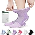 Bulinlulu Bamboo Viscose Diabetic Socks with Grippers for Men Women -6 Pairs Non Binding Ankle Slipper Socks Size 6-9 9-12